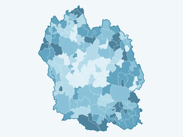 Carte de l'âge moyen dans la Lozère (48)