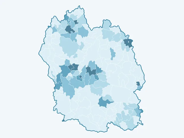 Carte de la densité de population dans la Lozère (48)