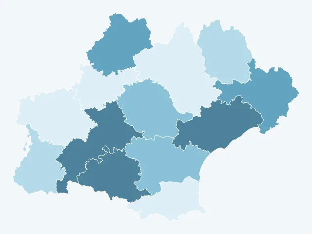 Carte du vote Jean-Luc Mélenchon en Occitanie