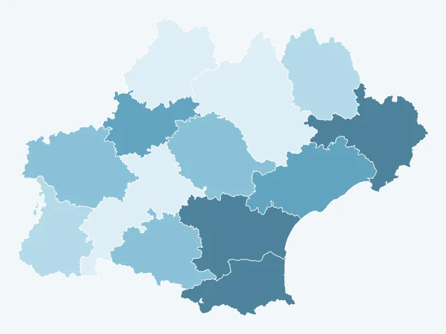 Carte du vote Marine Le Pen en Occitanie
