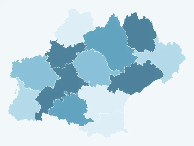 Carte de la population active en Occitanie