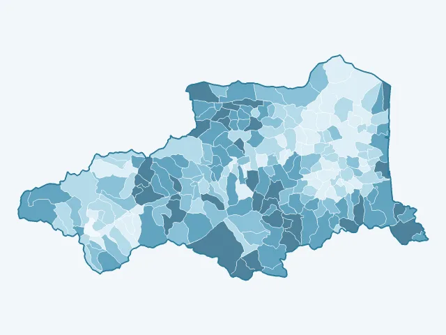 Carte de l'âge moyen dans les Pyrénées-Orientales (66)