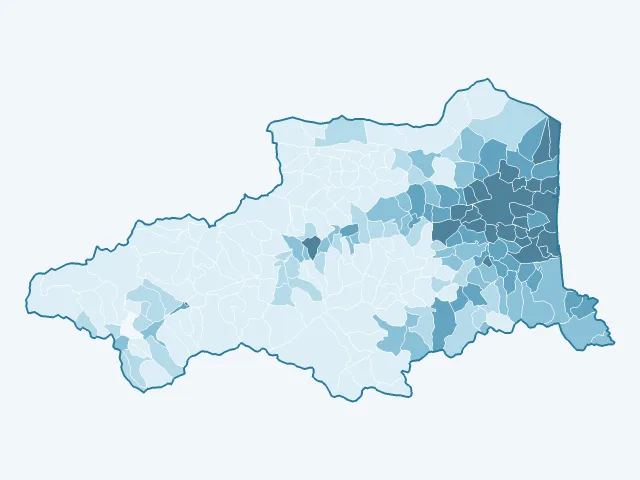 Carte de la densité de population dans les Pyrénées-Orientales (66)