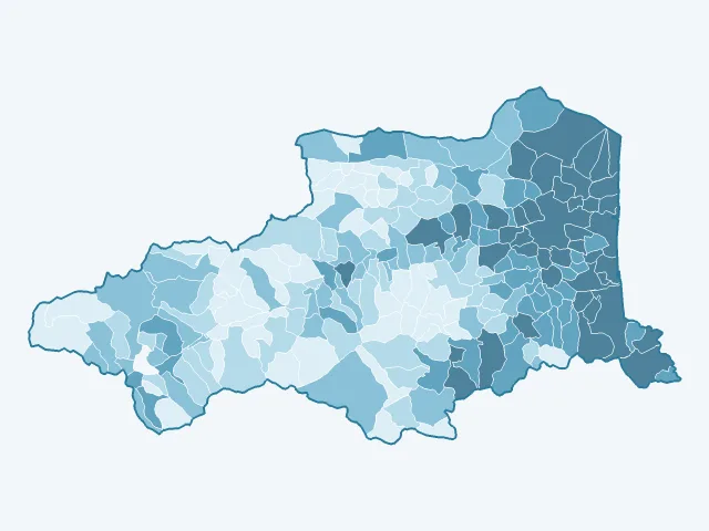 Carte du nombre d'habitants dans les Pyrénées-Orientales (66)