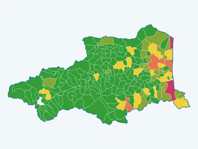 Carte de l'indice de tranquillité dans les Pyrénées-Orientales (66)