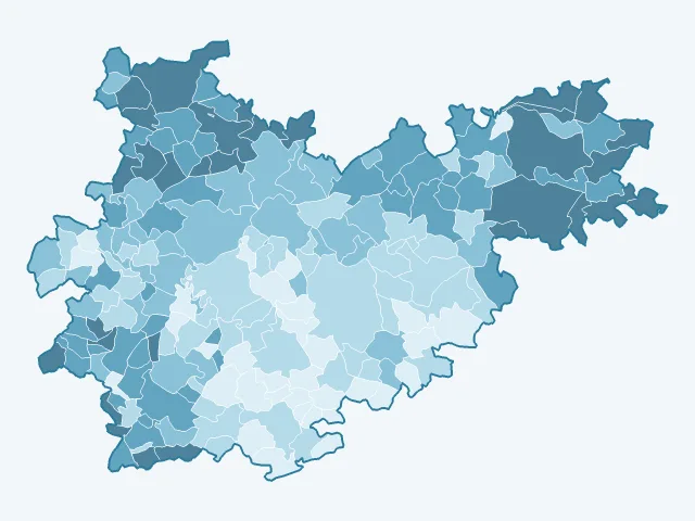 Carte de l'âge moyen dans le Tarn-et-Garonne (82)