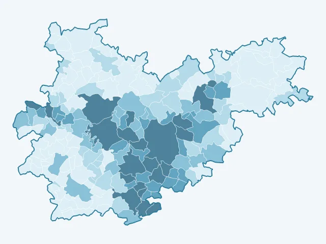 Carte de la densité de population dans le Tarn-et-Garonne (82)