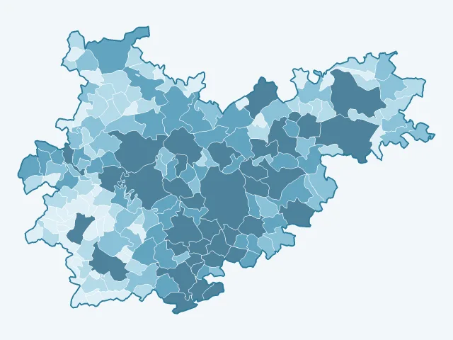 Carte du nombre d'habitants dans le Tarn-et-Garonne (82)