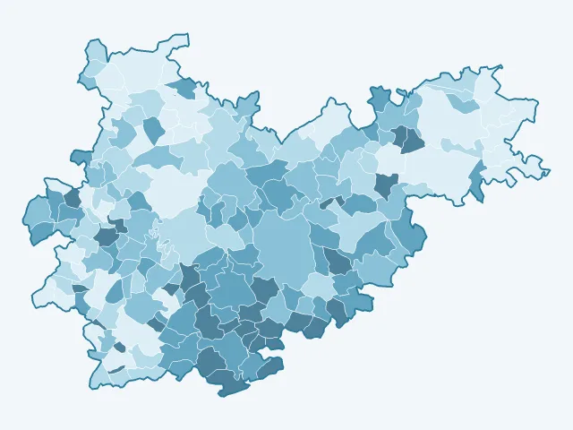 Carte de la population active dans le Tarn-et-Garonne (82)