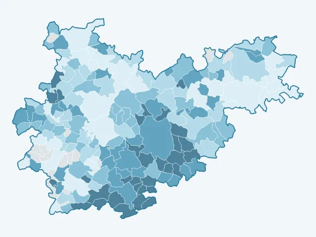 Carte du revenu moyen dans le Tarn-et-Garonne (82)