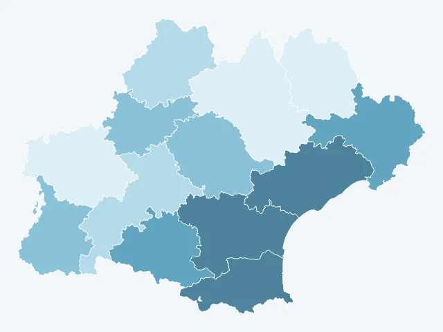 Carte du taux de chômage en Occitanie