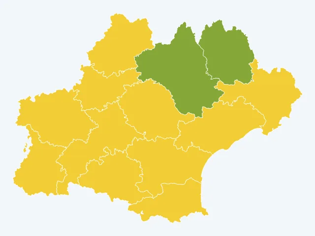 Carte de l'indice de tranquillité en Occitanie