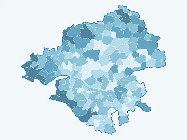 Carte de l'âge moyen dans la Loire-Atlantique (44)