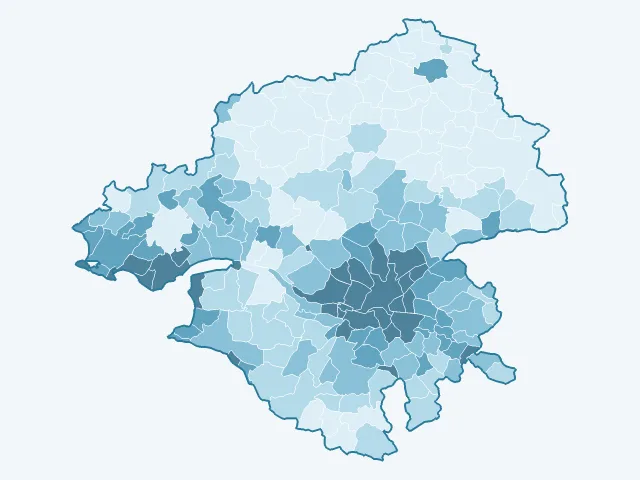 Carte de la densité de population dans la Loire-Atlantique (44)