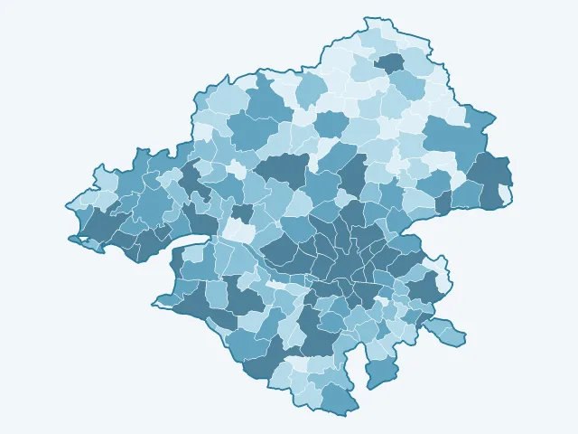 Carte du nombre d'habitants dans la Loire-Atlantique (44)
