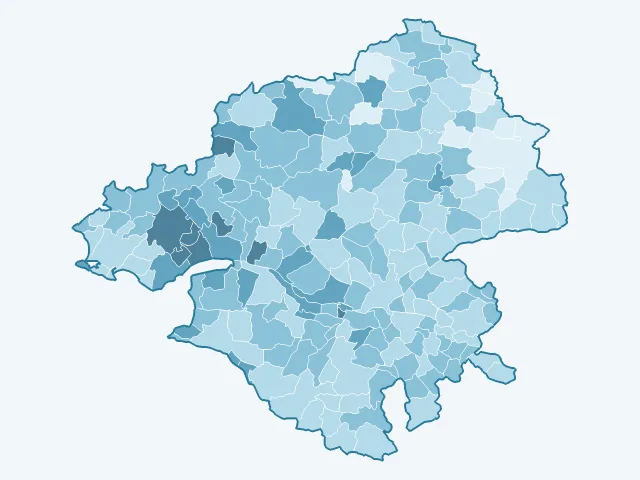 Carte du vote Fabien Roussel dans la Loire-Atlantique (44)