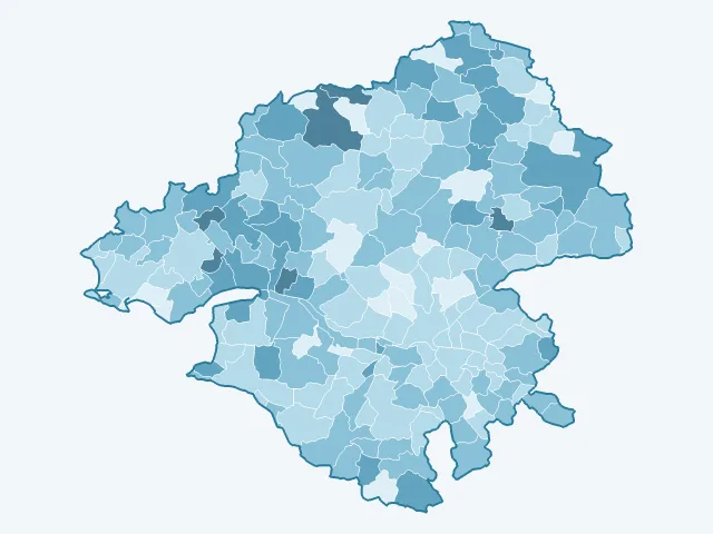 Carte du vote Nathalie Arthaud dans la Loire-Atlantique (44)