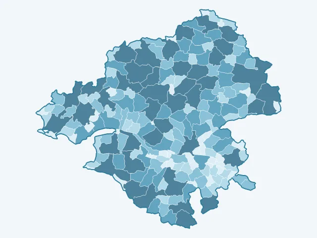 Carte de la superficie dans la Loire-Atlantique (44)