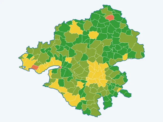 Carte de l'indice de tranquillité dans la Loire-Atlantique (44)