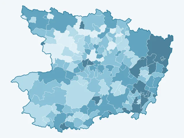 Carte de l'âge moyen dans la Maine-et-Loire (49)