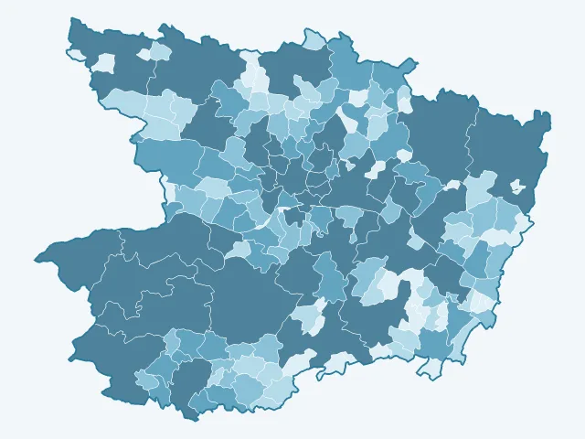 Carte du nombre d'habitants dans la Maine-et-Loire (49)