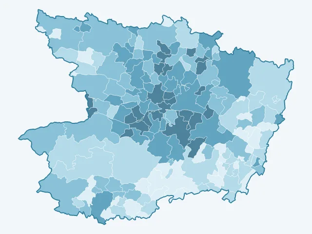 Carte du vote Jean-Luc Mélenchon dans la Maine-et-Loire (49)