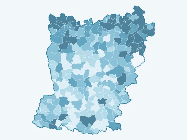 Carte de l'âge moyen dans la Mayenne (53)