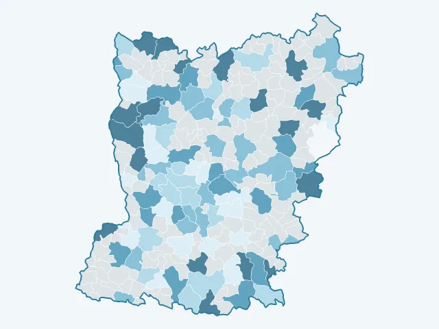 Carte de l'évolution des prix immobiliers dans la Mayenne (53)