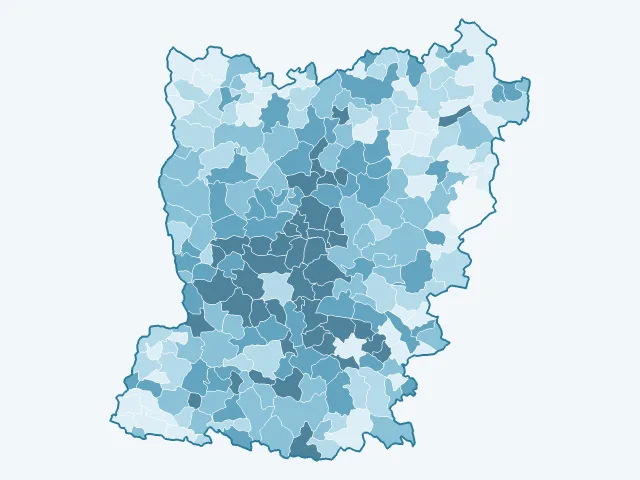 Carte du revenu moyen dans la Mayenne (53)