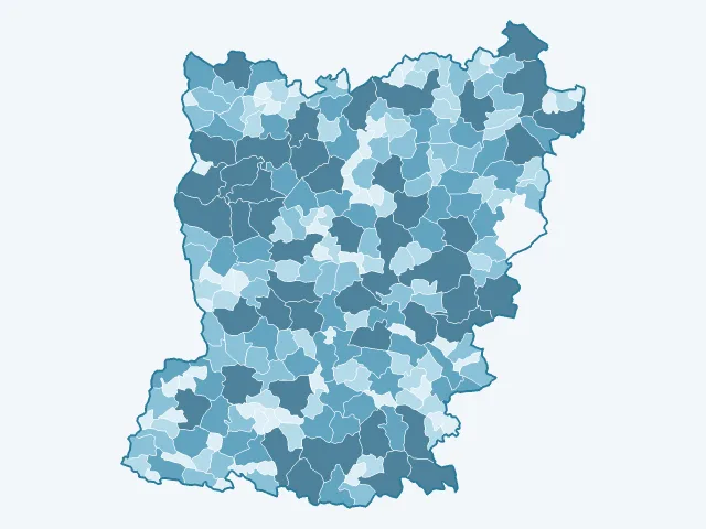 Carte de la superficie dans la Mayenne (53)