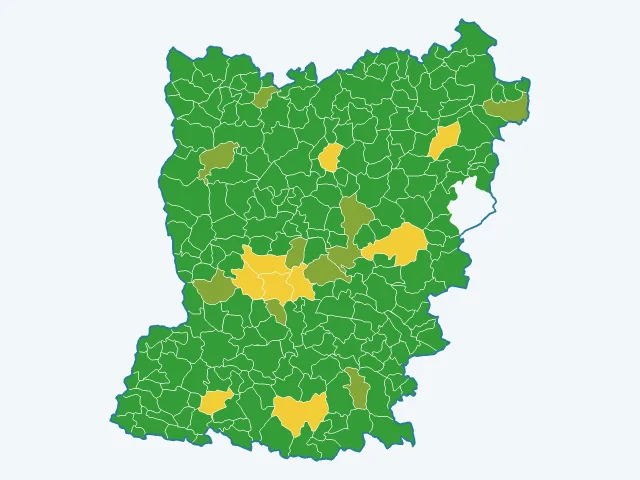 Carte de l'indice de tranquillité dans la Mayenne (53)