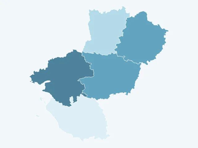 Carte du vote Jean-Luc Mélenchon dans les Pays de la Loire