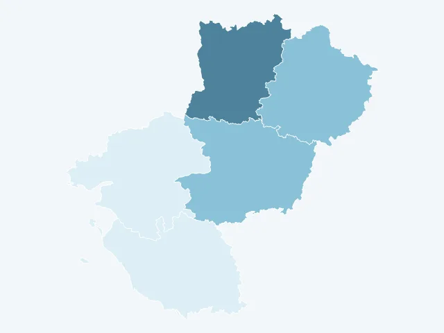 Carte du vote Nathalie Arthaud dans les Pays de la Loire