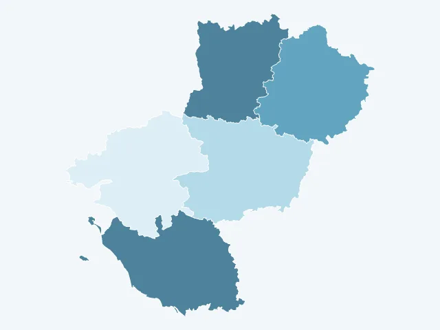 Carte du vote Nicolas Dupont-Aignan dans les Pays de la Loire