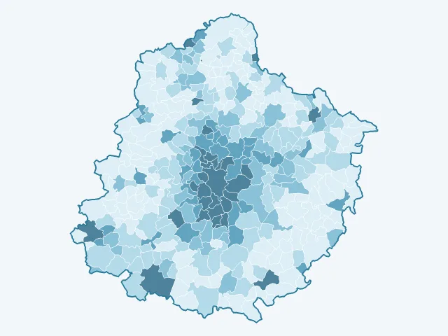 Carte de la densité de population dans la Sarthe (72)