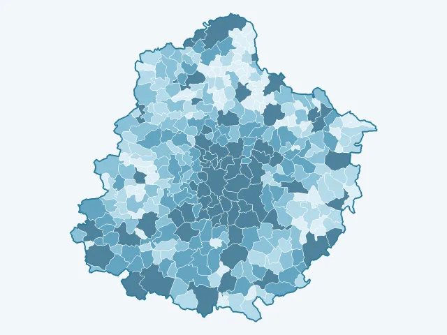 Carte du nombre d'habitants dans la Sarthe (72)