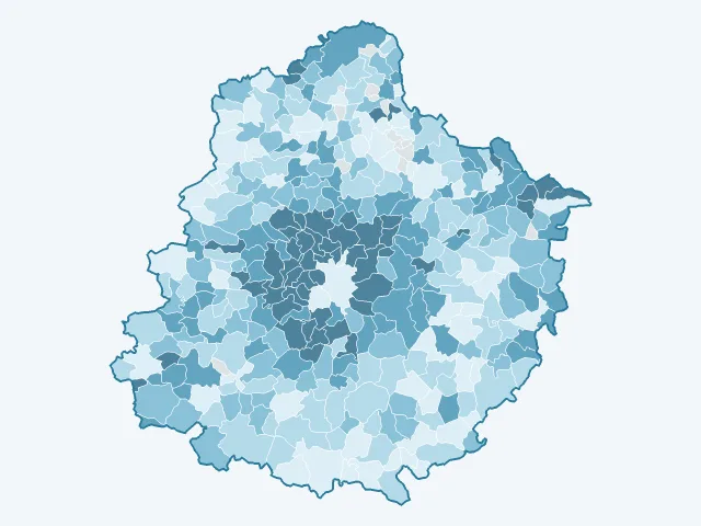 Carte du revenu moyen dans la Sarthe (72)