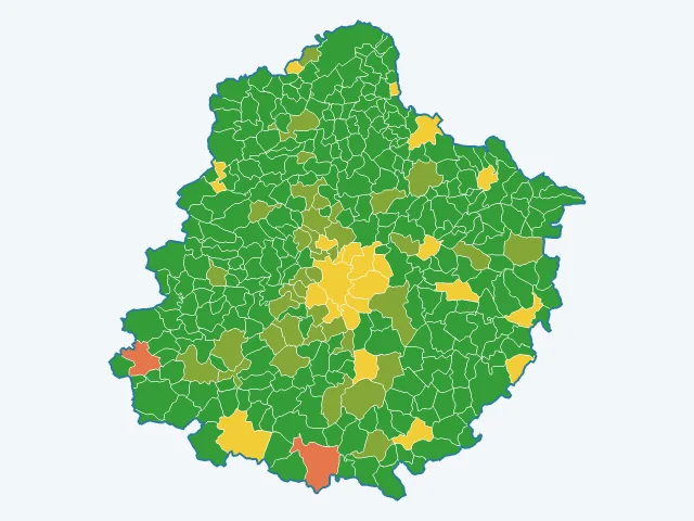 Carte de l'indice de tranquillité dans la Sarthe (72)
