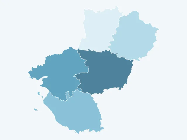 Carte de la superficie dans les Pays de la Loire