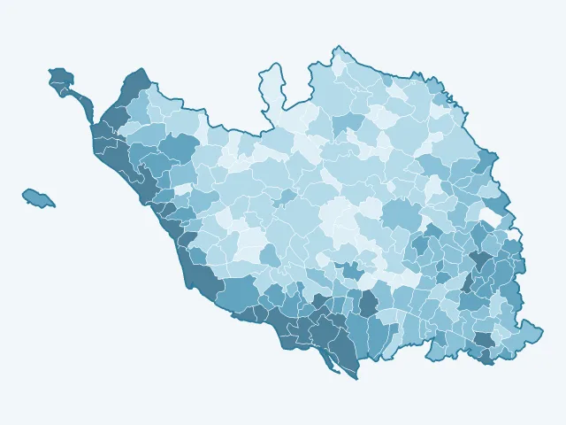 Carte de l'âge moyen dans la Vendée (85)