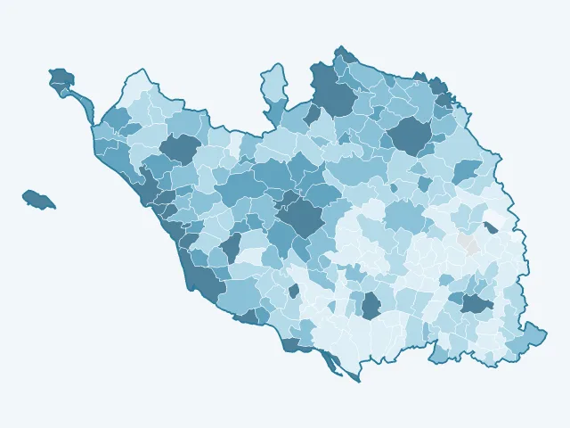 Carte de la densité de population dans la Vendée (85)