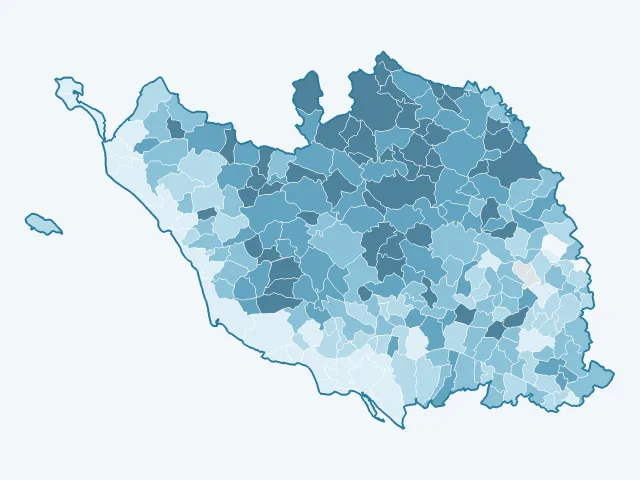 Carte de la population active dans la Vendée (85)
