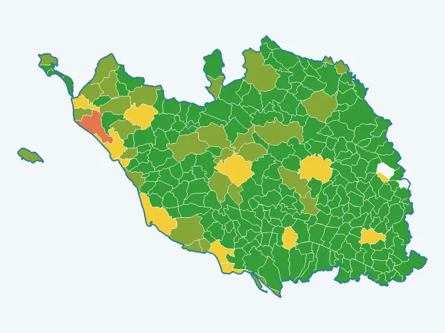 Carte de l'indice de tranquillité dans la Vendée (85)