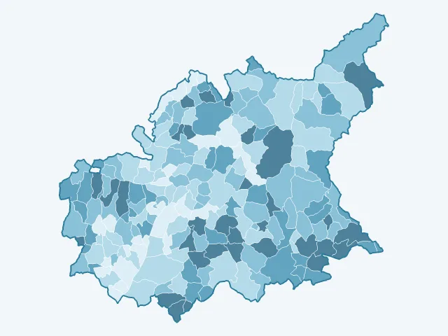 Carte de l'âge moyen dans les Alpes-de-Haute-Provence (04)