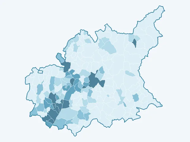 Carte de la densité de population dans les Alpes-de-Haute-Provence (04)