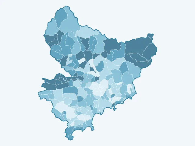 Carte de l'âge moyen dans les Alpes-Maritimes (06)