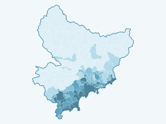 Carte de la densité de population dans les Alpes-Maritimes (06)