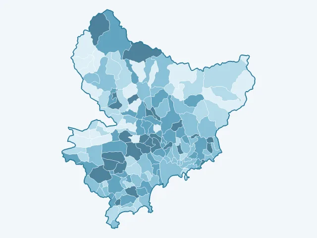 Carte de la population active dans les Alpes-Maritimes (06)