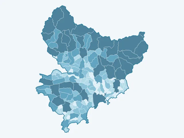 Carte de la superficie dans les Alpes-Maritimes (06)