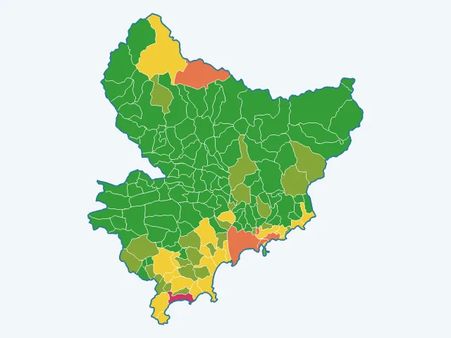 Carte de l'indice de tranquillité dans les Alpes-Maritimes (06)